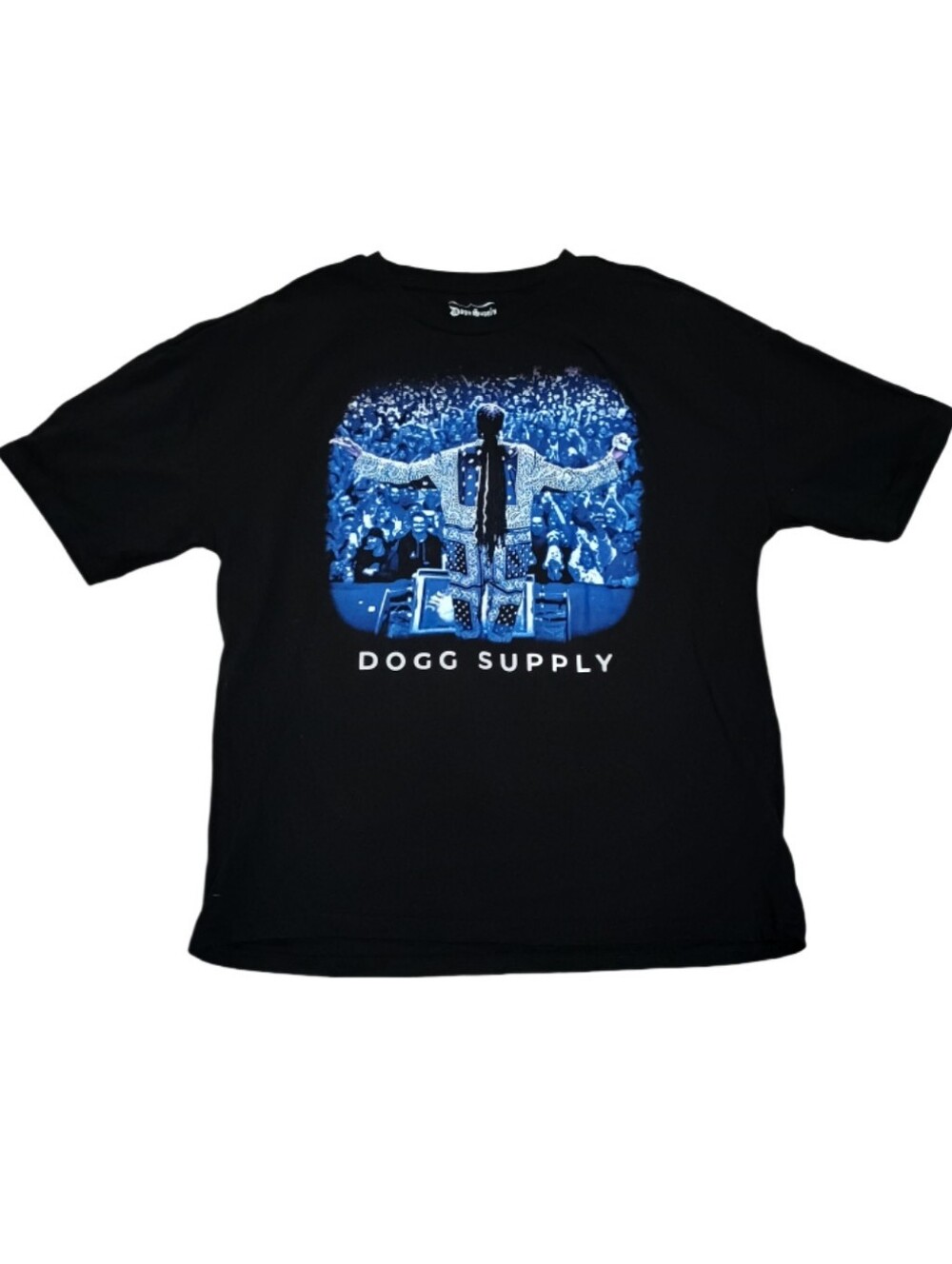 Dogg Supply Black Short Sleeve Tee with Blue Crowd Graphic